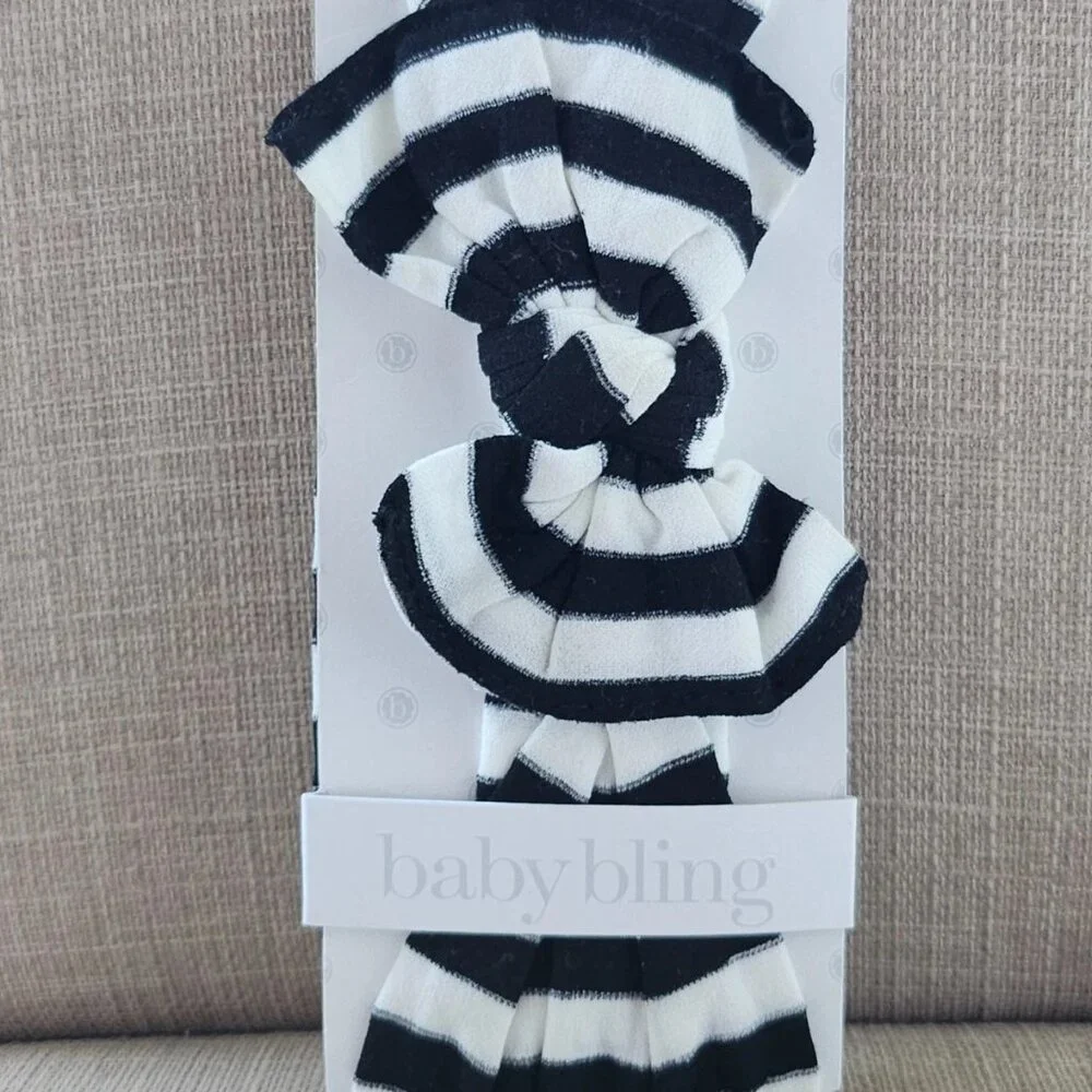 Baby Bling Headband baby White/Black Striped Baby Head Band Brand: Baby Bling